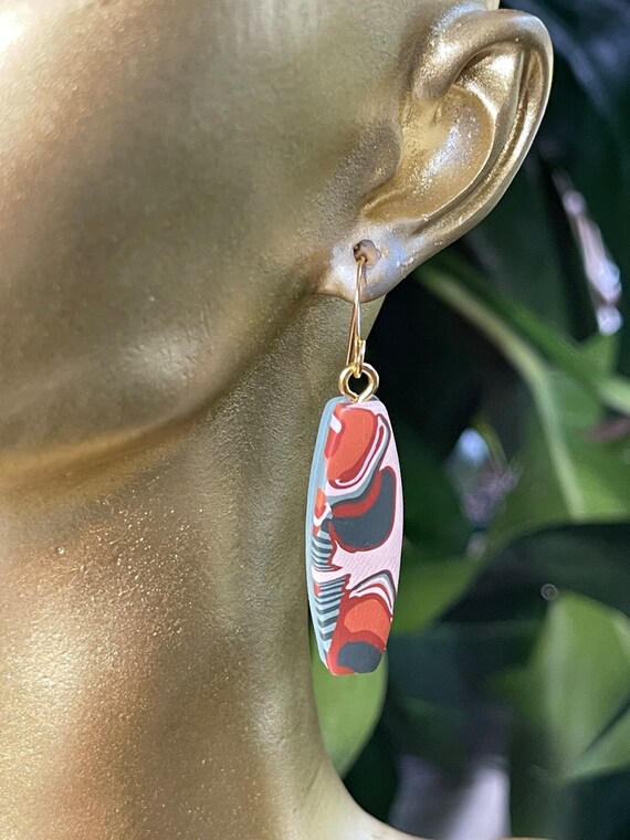 Fall Tropicals collection Jungle leaf Statement Earrings Clay Jewelry Organic Art Bobo chic concrete