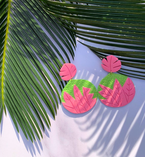 Palm Beach Olivia Statement Earrings Hand cut Leaf Dangles