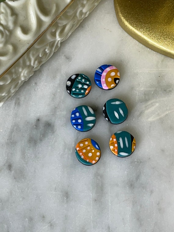 Tribal Print Life’s Journey Collection Statement Earrings Clay Handcrafted Dangles Black Ecru Cinnamon