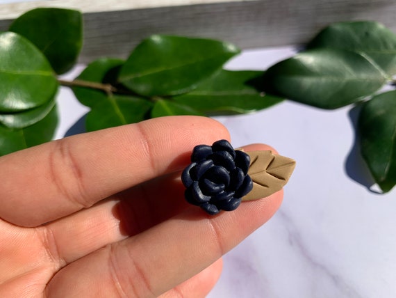 Succulent Lapel Pin Mens Wedding Custom Colors Bridal Clay Flower Groomsmen Groom NAVY khaki camel