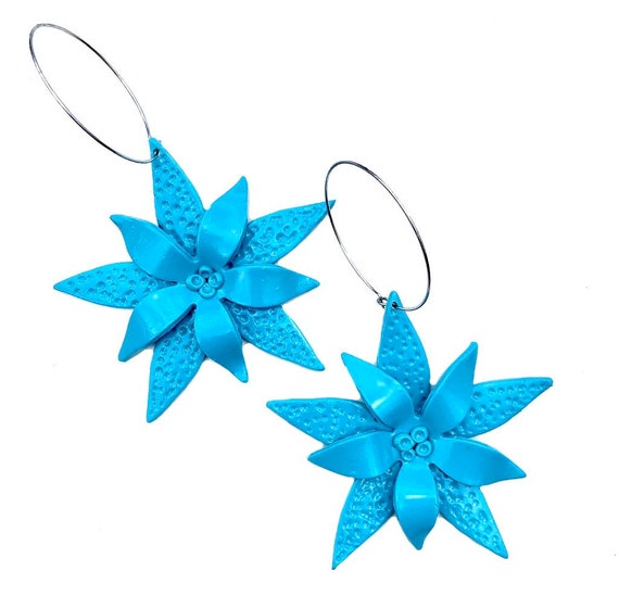Palm Beach tropical flower hoop Floral Statement Earrings Clay Original unique spring Dangles