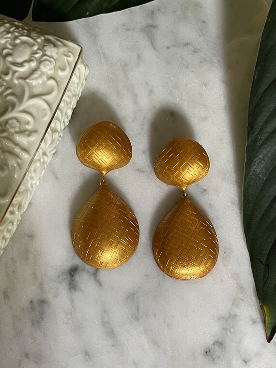 Complexed Simplicity Statement textured Earrings Large Clay Jewelry Gold Clay Beads