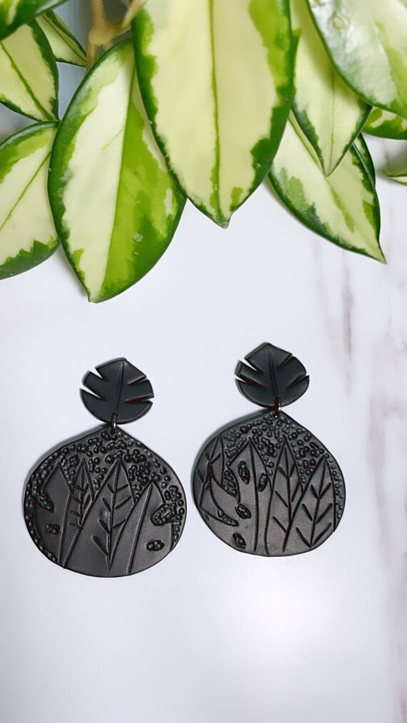 Shadow Collection Statement Earrings stud dangle made to order Custom plants plant lady bold unique ooak