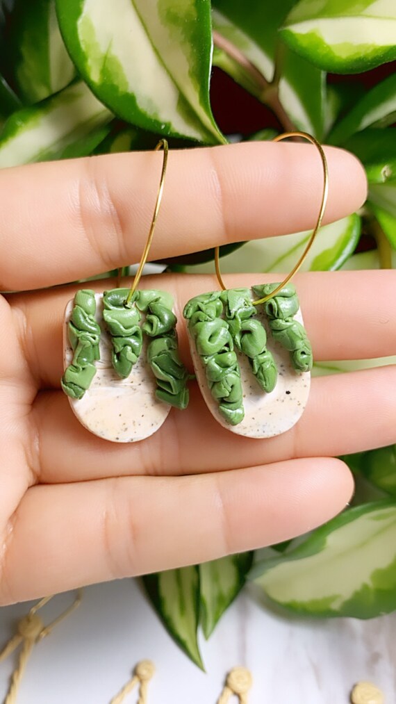 Oasis Collection Hoya compacta Statement Earrings hook stud dangle made to order granite plants plant lady bold unique ooak