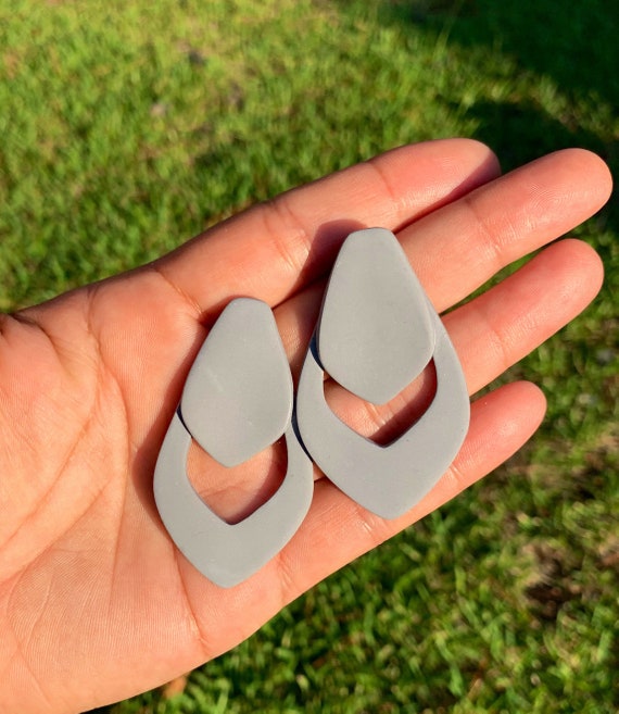 Young in Slate Gray Statement Earrings Clay