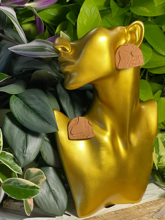 Mod Art Glam Camel geometric Solo large studs Hypoallergenic Statement Earrings Clay Jewelry