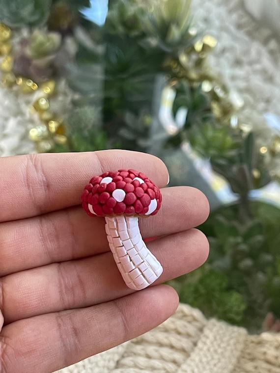 Mushroom Mosaic Brooch Pin Scarf