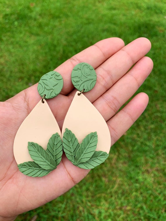 Oasis Collection Statement Earrings stud dangle made to order Custom granite plants plant lady bold unique ooak