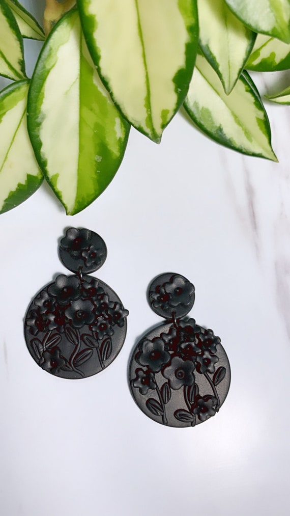 Shadow Collection Statement Earrings stud dangle made to order Custom plants plant lady bold unique ooak