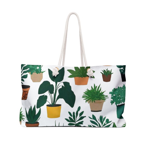 Plant Lover Weekender Bag botanical print overnight beach vacation tote