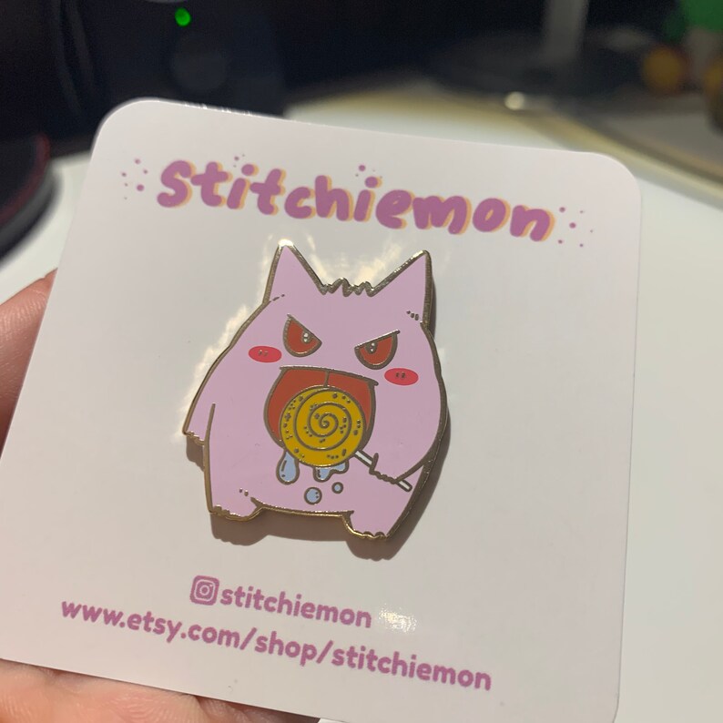Gengar with Lollipop Hard Enamel Pin