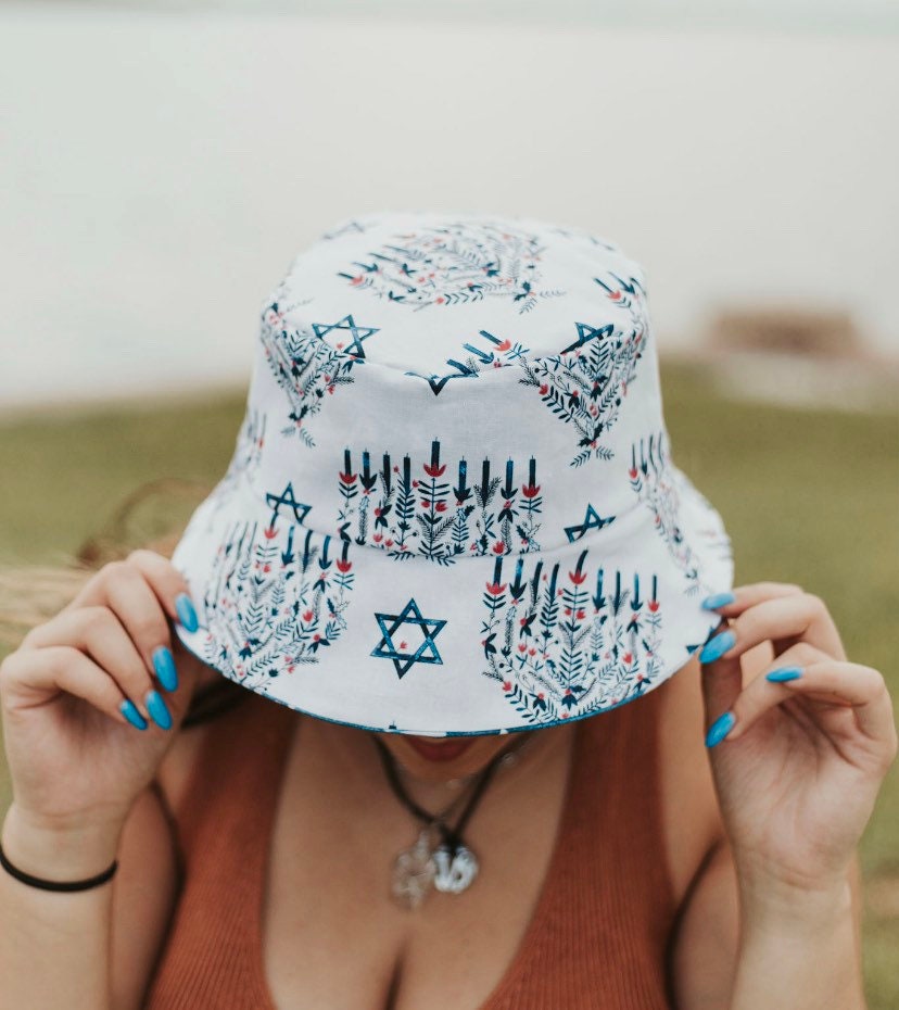  Jewish Candlelight Bucket hat Hanukkah Hat Jewish Hat