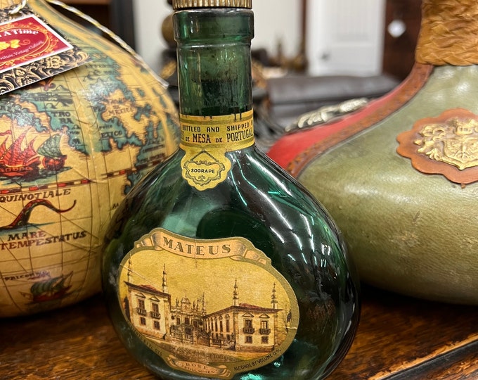 Vintage Mateus Green Glass Rose Wine Bottle Etsy