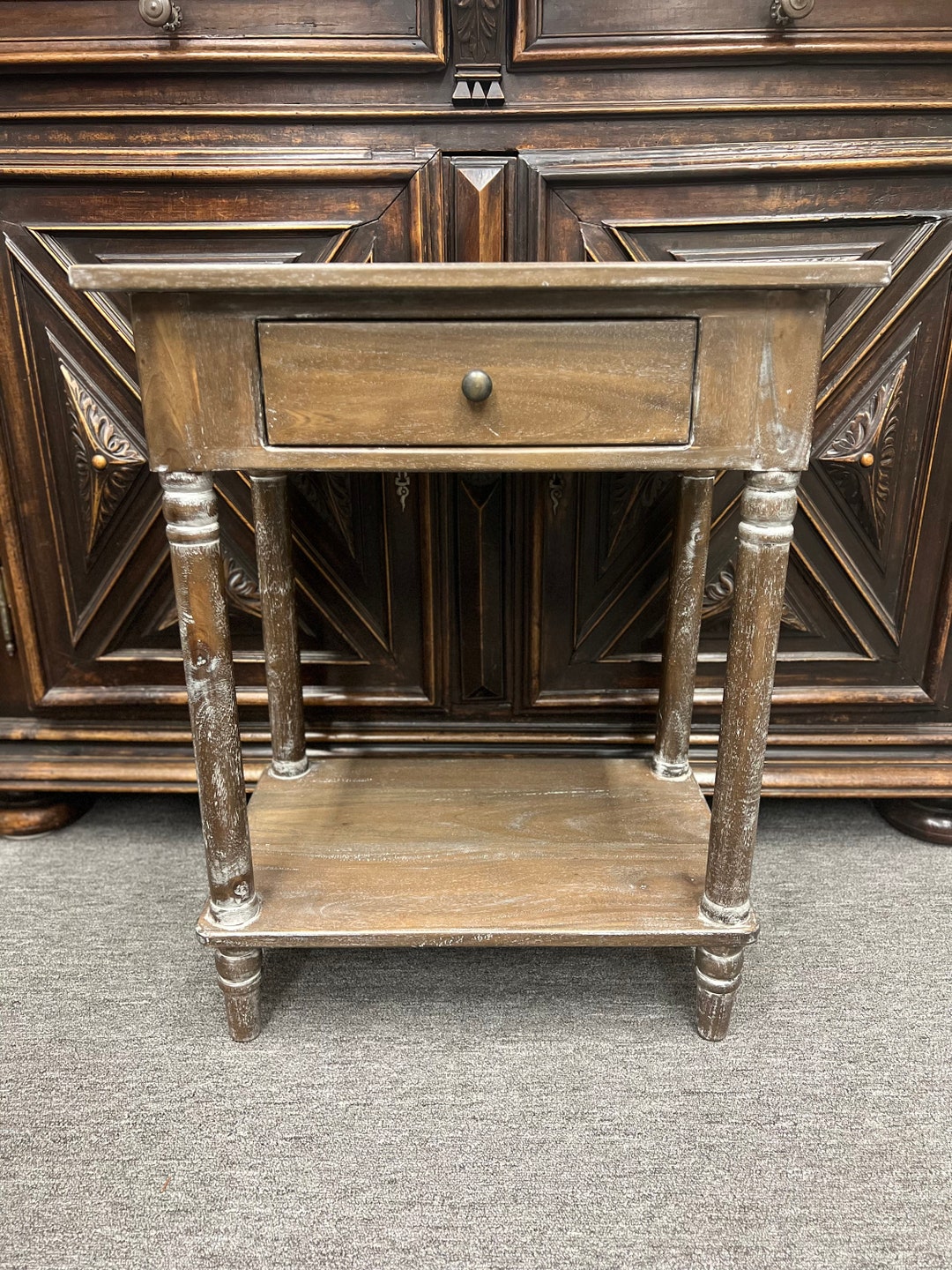 White Wash Side Table Etsy