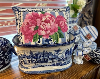 Blue and White foot bath planter (large)