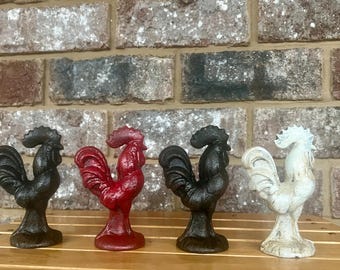 Mini Set of 4 Cast Iron Roosters