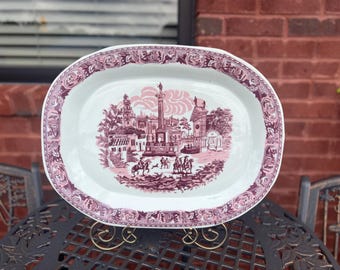 Plato decorativo de estilo chinoiserie rosa