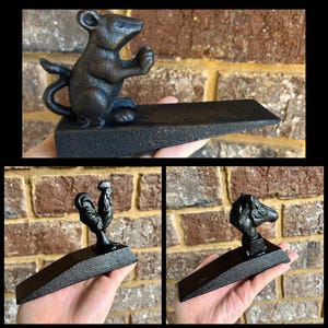 Cast Iron Animal  Door Stopper (Mouse, Rooster, or Horse)