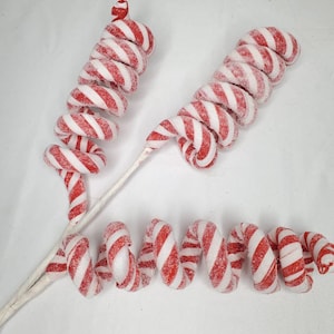 Peppermint curly spray, candy pick, peppermint decor, tree decoration, wreath embellishments