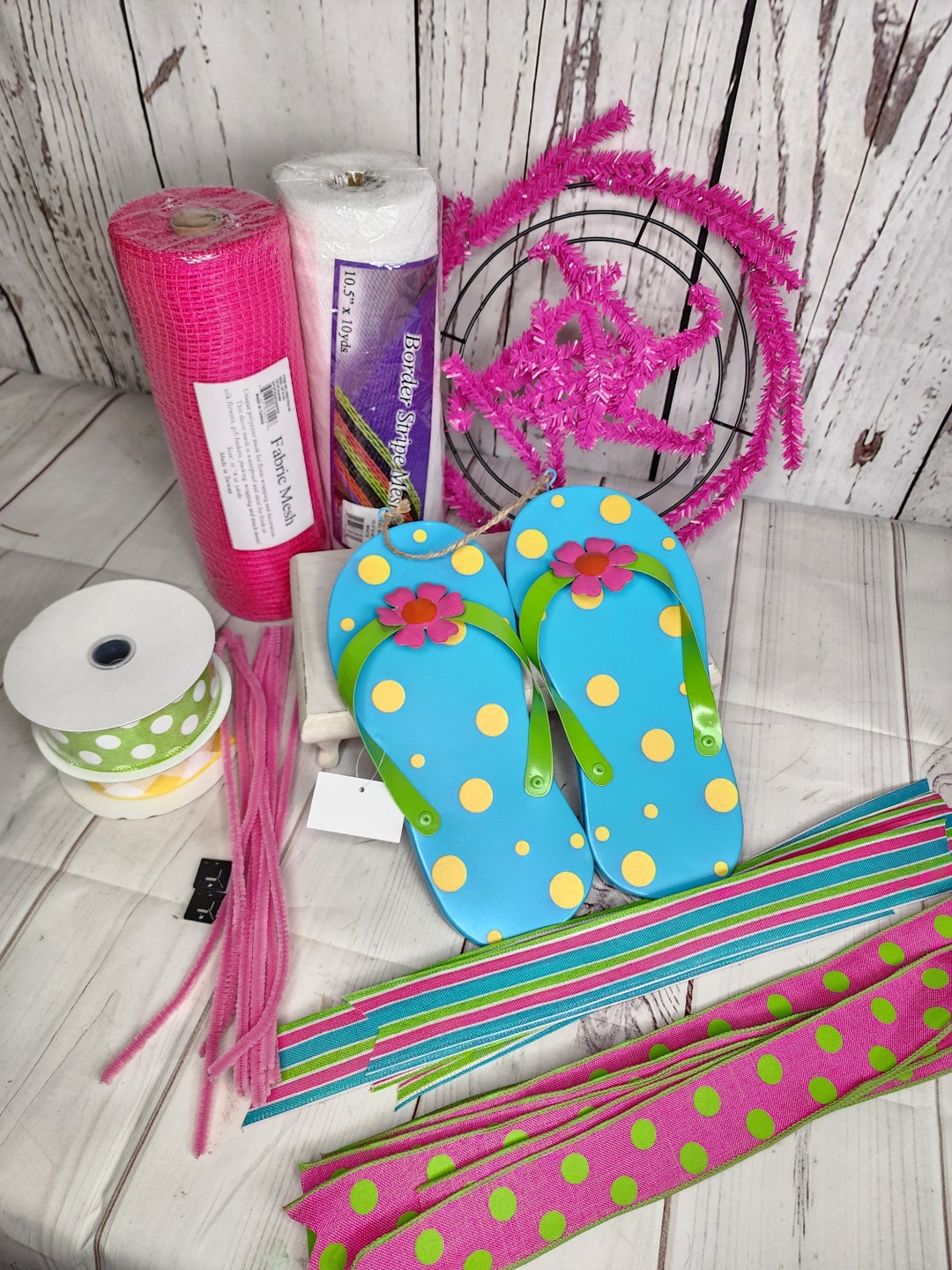 Flip Flop Wreath Kit, Wreath Supply Kit, DIY Adult Wreath Kit, Summer