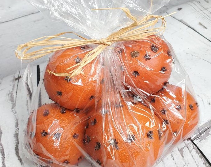 Pomanders, Bag of Pomander Oranges, Faux Orange and Cloves, Bowl