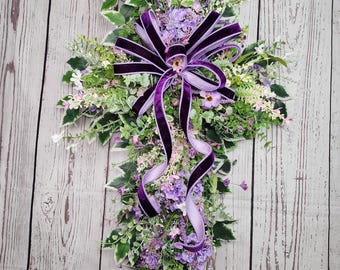 Cross wreath, Easter cross wall decor, Spring cross wreath, religious wall decor, front door decor
