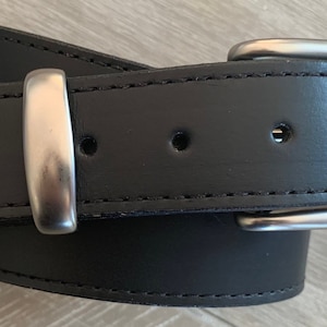 Leather Belt Full Grain - Individually Handmade & Stitched with removable buckle 1.5"/38mm