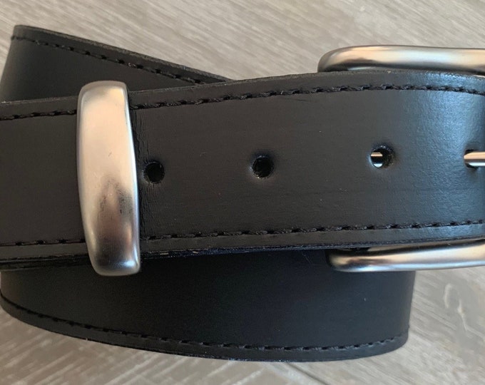Leather Belt Full Grain - Individually Handmade & Stitched with removable buckle 1.5"/38mm