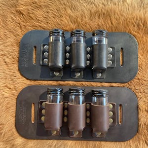 Steam Punk/Medieval Leather Vial holder pouch to attach to a belt