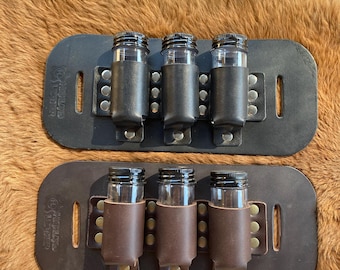 Porta fiale in pelle Steam Punk/Medievale da attaccare alla cintura