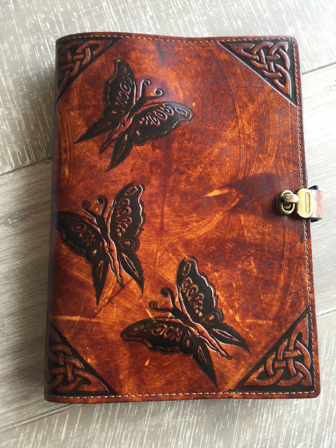 Leather Journal Cover A4 Individually Handmade With Clasp Embossed With