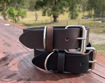 Leather Dog Collar Full Grain - Individually Handmade with roller buckle