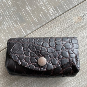 Leather Purse Individually handmade - Brown crocodile imprint