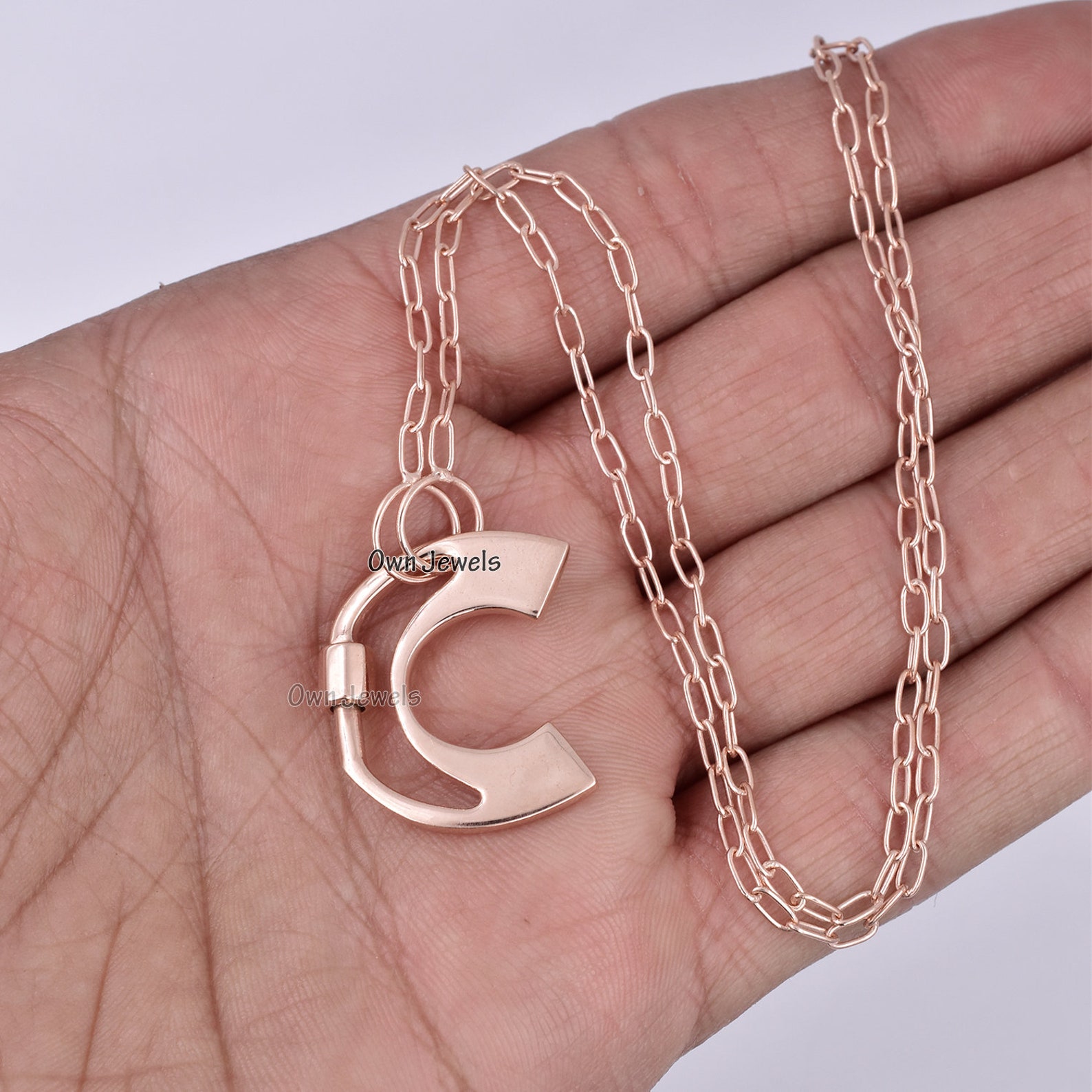 14k Yellow Gold Plated C Letter Necklace Plain Letter Etsy