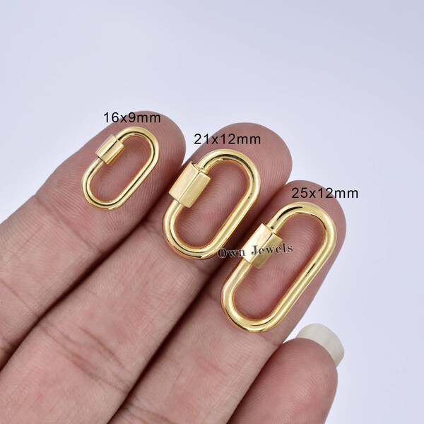14K yellow gold Carabiner jewelry, 14k gold carabiner lock, plain solid gold carabiner lock, oval gold carabiner necklace jewelry