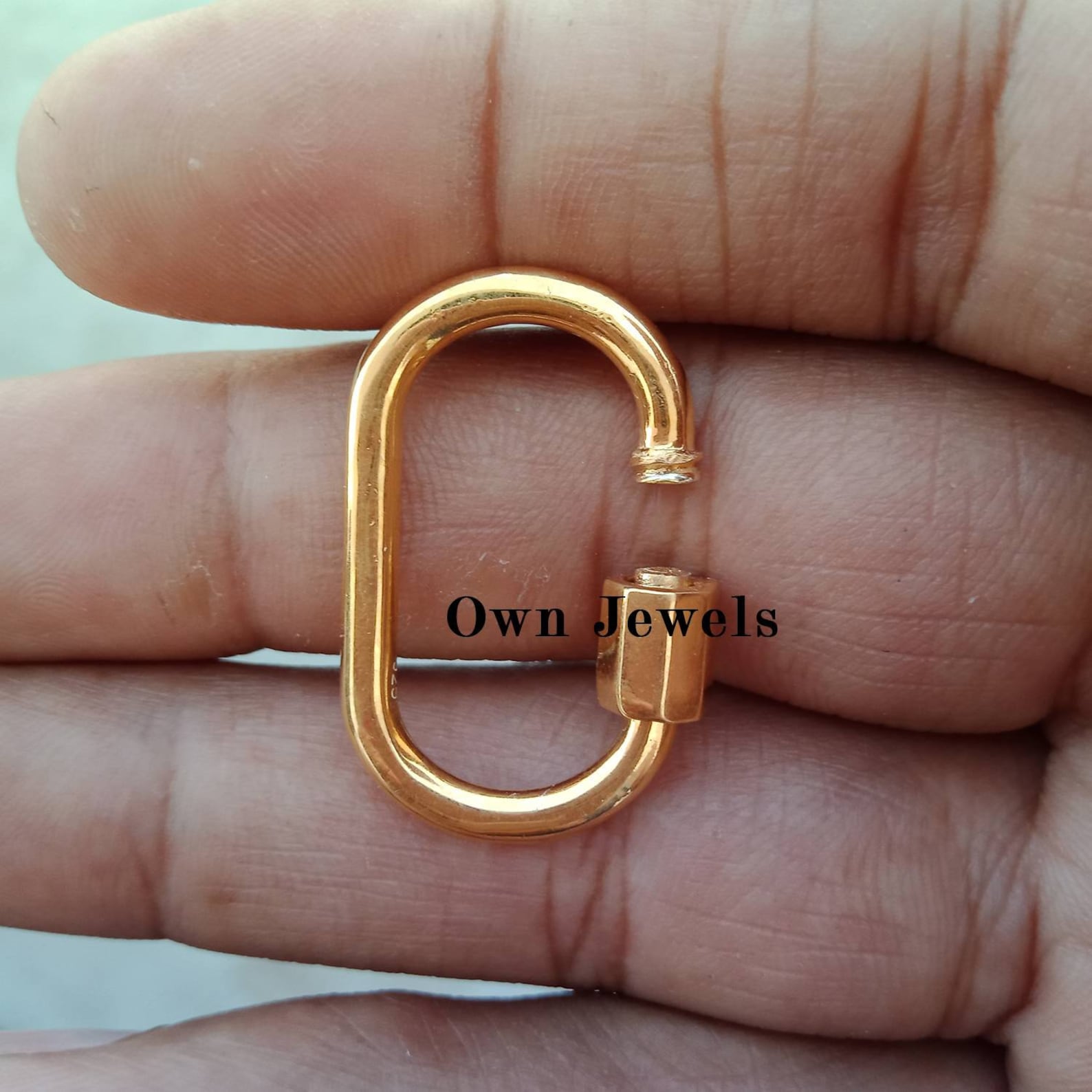 Carabiner lock jewelry gold vermeil oval carabiner lock Etsy