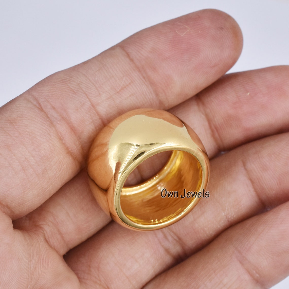 14k Yellow gold Plated Cigar Band Rings Women Large Cigar Etsy