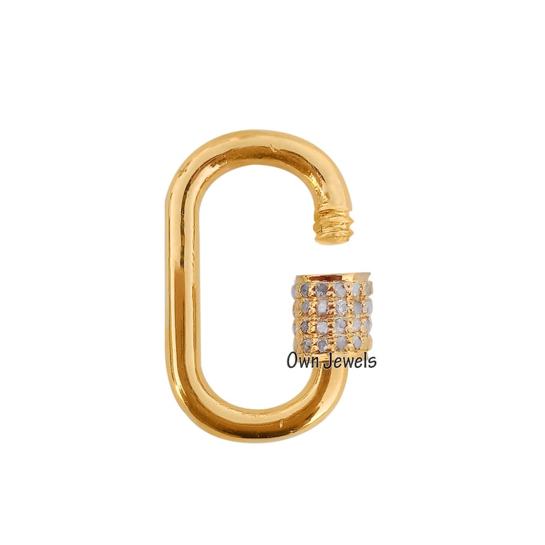 14k Gold Vermeil Carabiner Lock Pave Diamond Carabiner Lock Carabiner Lock Jewelry 21mm Carabiner Lock Screw Carabiner Lock Jewelry