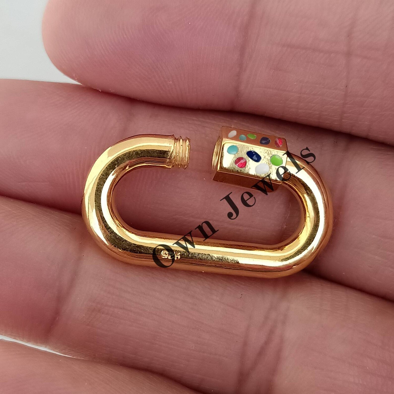 4mm thickness multi enamel carabiner lock 925 silver Etsy