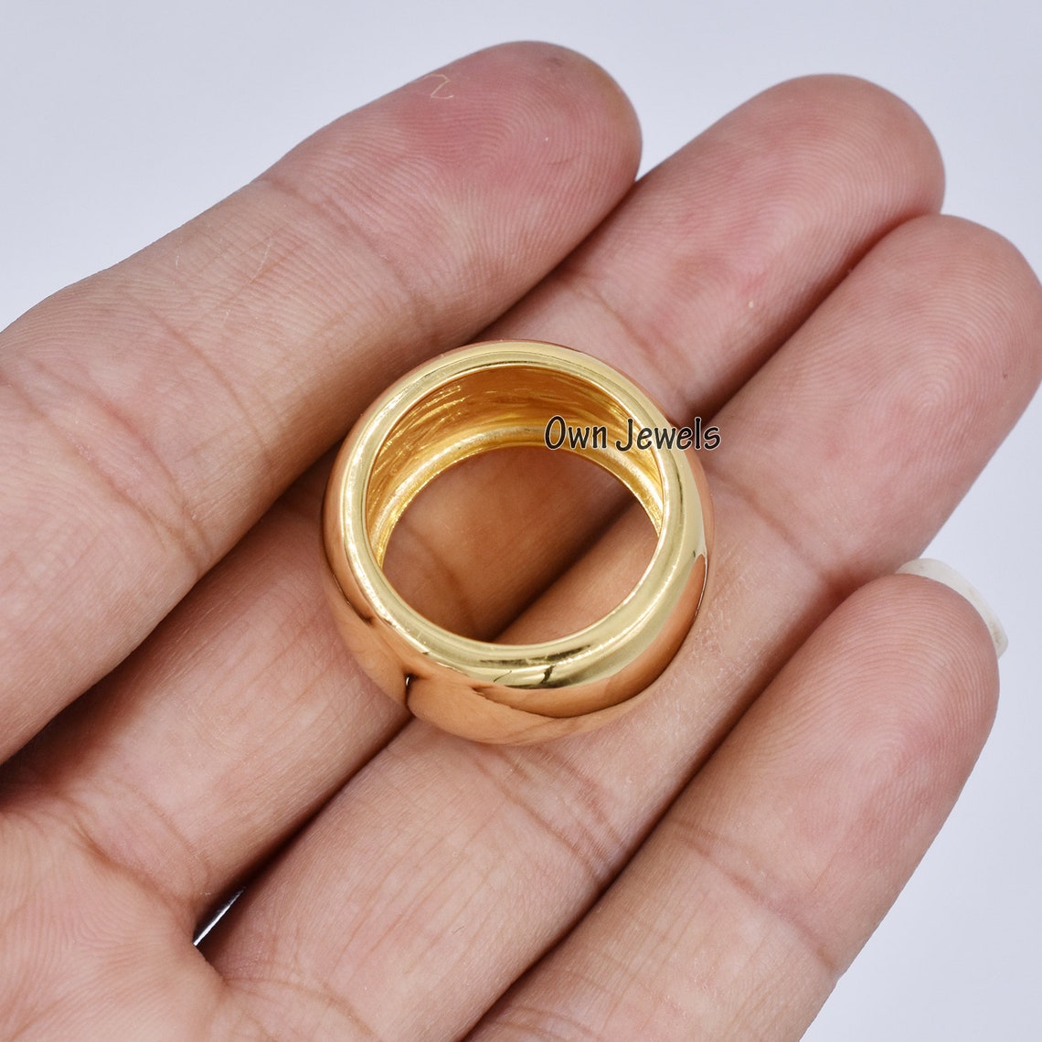 14k Yellow gold Plated Cigar Band Rings Women Large Cigar Etsy