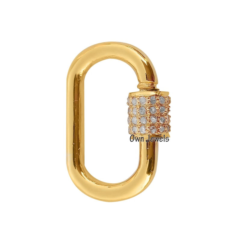 14k Gold Vermeil Carabiner Lock Pave Diamond Carabiner Lock Carabiner Lock Jewelry 21mm Carabiner Lock Screw Carabiner Lock Jewelry