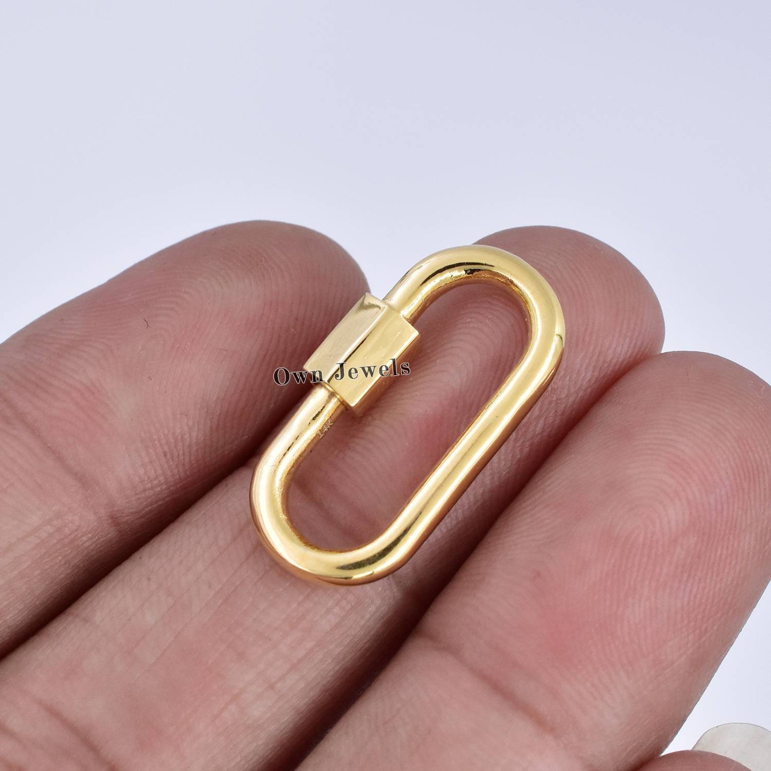 Solid 14k gold carabiner lock plain gold carabiner lock 25mm Etsy