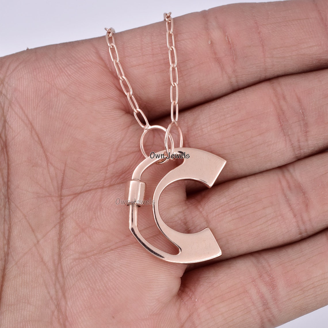 14k Yellow Gold Plated C Letter Necklace Plain Letter Etsy