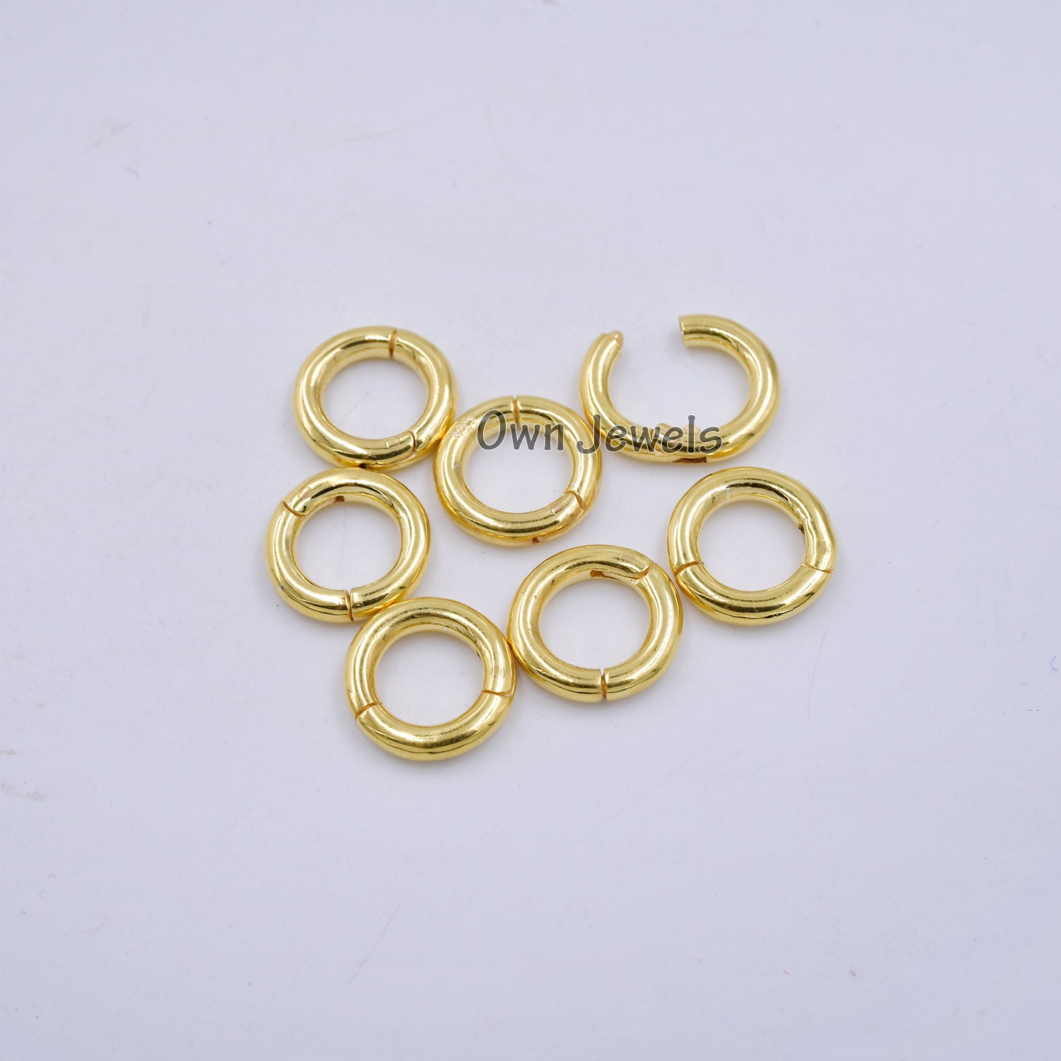 14k Solid Gold Round Charm Holder Necklace Connector Lock Etsy