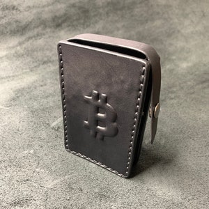 Bitcoin Poket / Cartera de llavero / Titular de tarjeta de visita / Llavero titular de tarjeta / Regalo de novio de larga distancia / Soporte de tarjeta de cuero personalizado