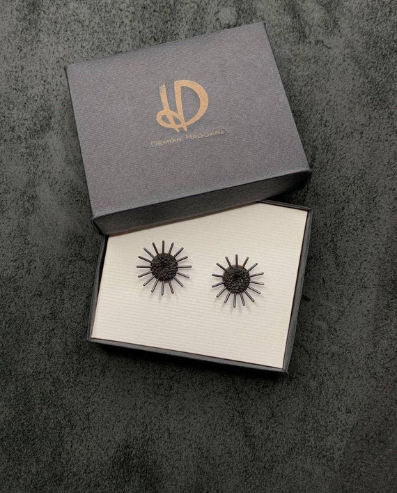 Titanium Earrings. Black Titanium Concept Sunflower Earrings