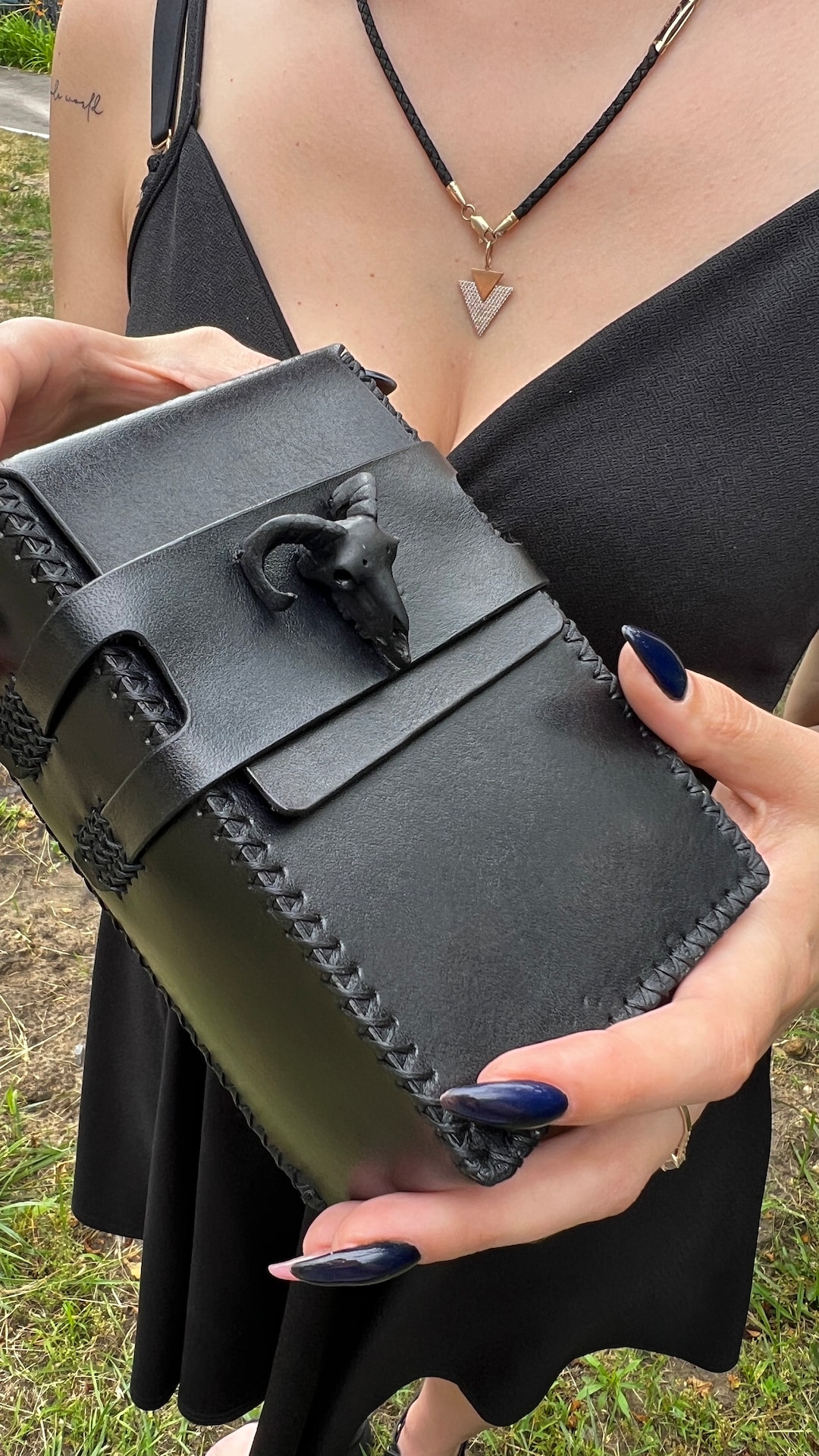 Black Tarot Pouch With a Ram's Skull. Tarot Card Holder. Dice Tray ...