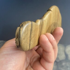 Carved phoenix hair comb with wide teeth in American walnut wood. Personalized hairbrush. A personalized gift for her. Hair growth comb image 10