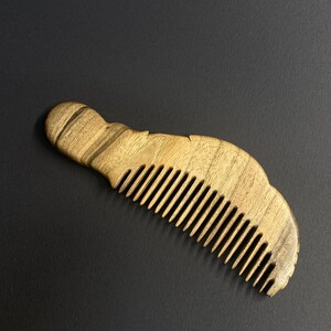 Carved phoenix hair comb with wide teeth in American walnut wood. Personalized hairbrush. A personalized gift for her. Hair growth comb image 6