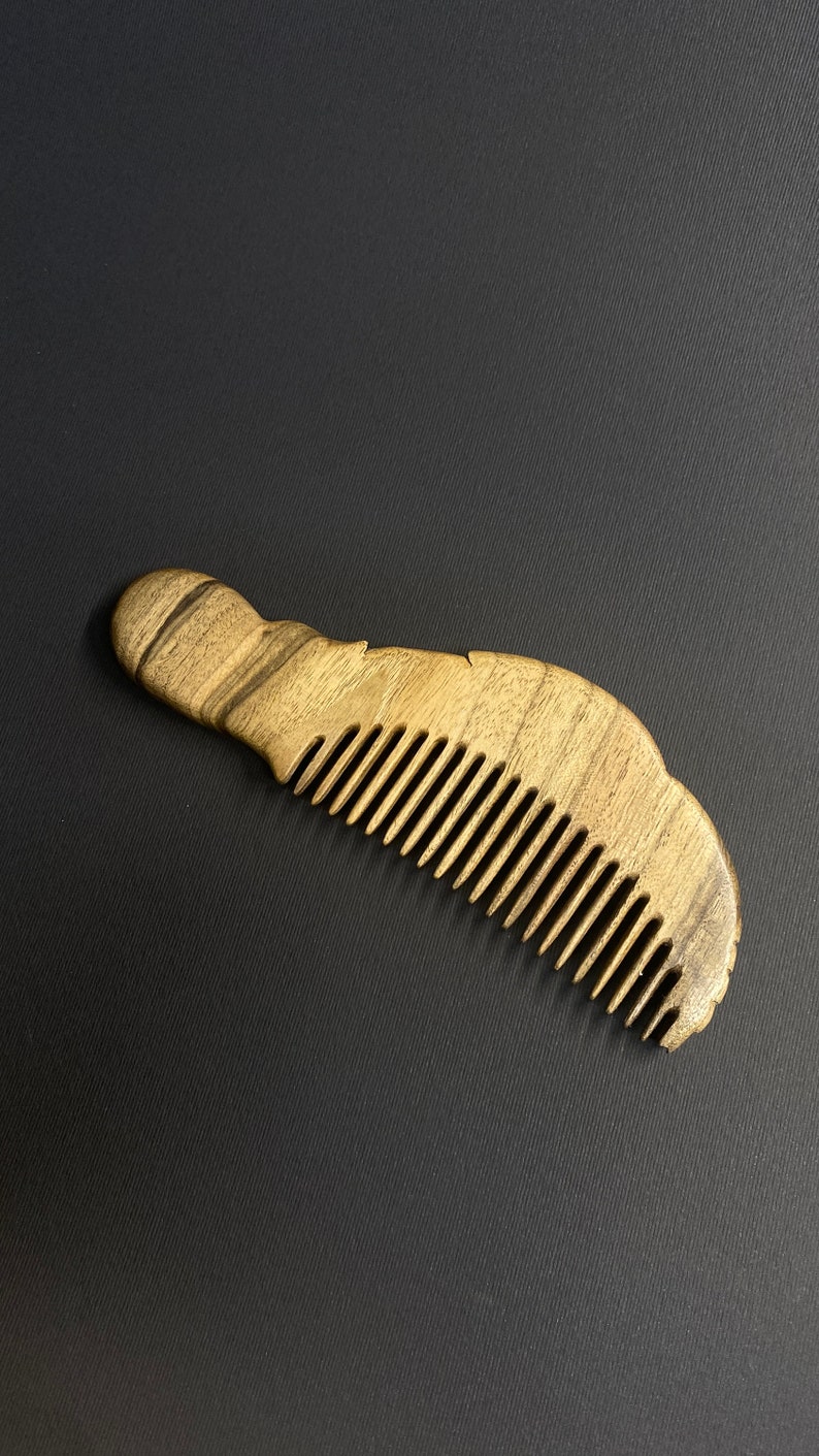 Carved phoenix hair comb with wide teeth in American walnut wood. Personalized hairbrush. A personalized gift for her. Hair growth comb image 6
